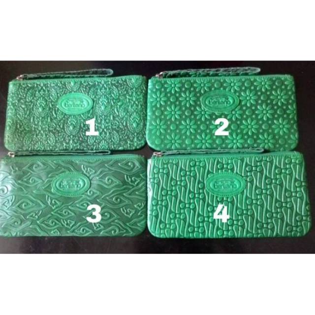 Pouch kulit asli motif batik By BERLIANO
