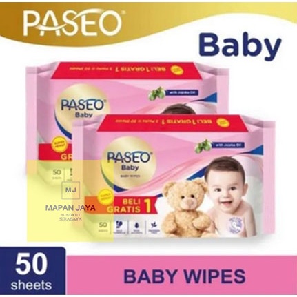 Tissue Basah Paseo Baby Wipes 50 Sheets BELI 1 GRATIS 1