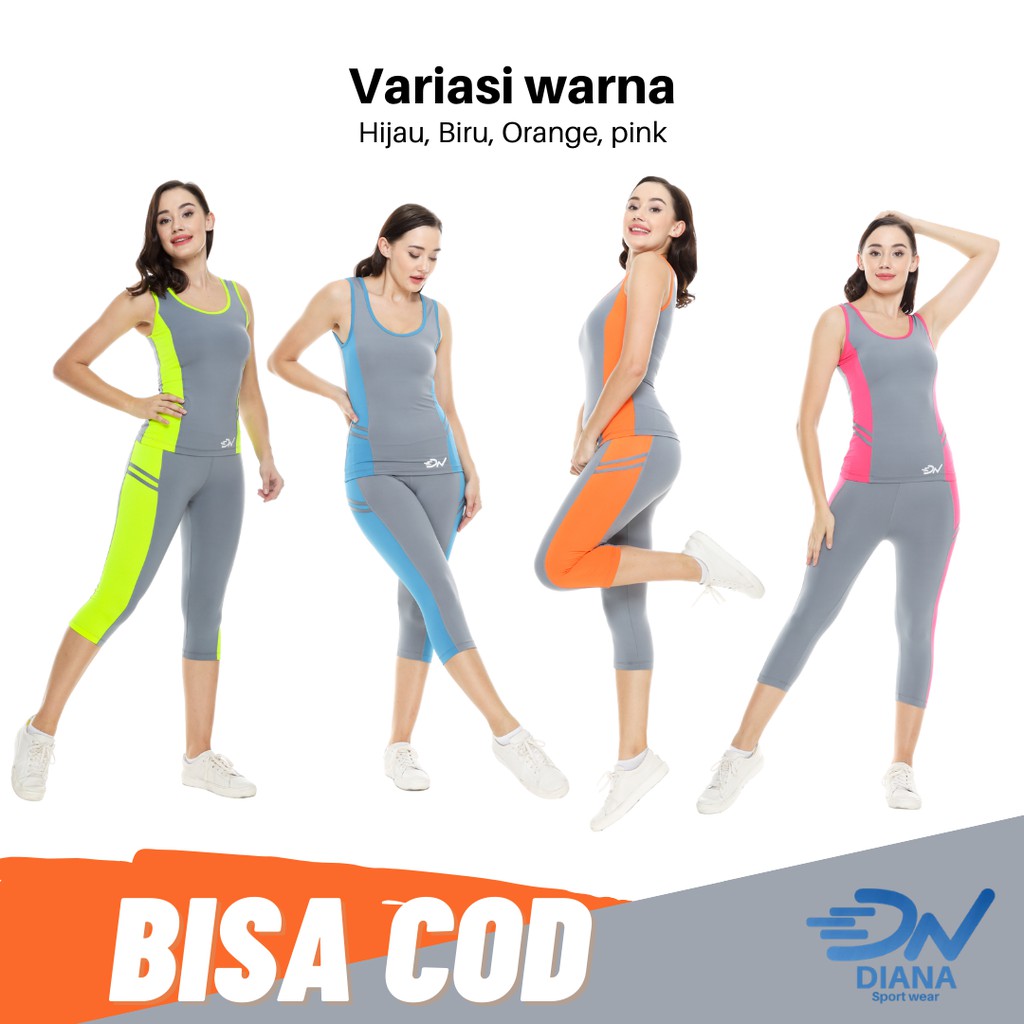 Setelan baju tangtop olahraga senam wanita dan celana senam panjang 3per4 | set baju senam jumbo