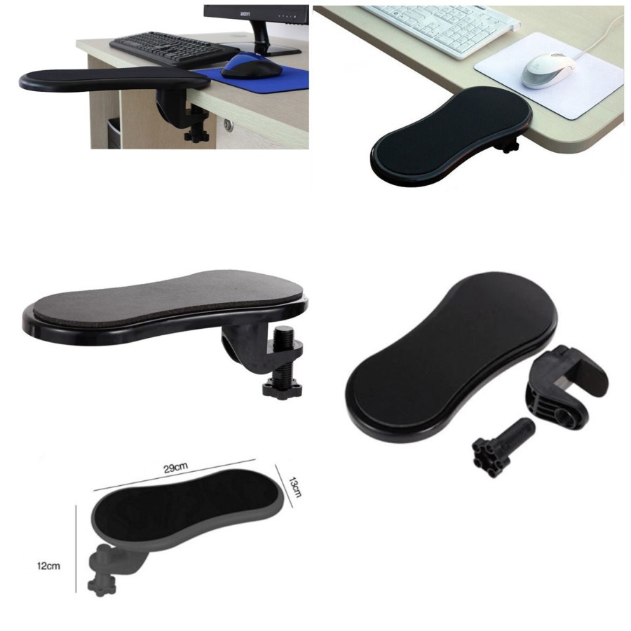 Computer Arm Support Mouse Rest Pad Sandaran Tangan Jepit Meja Kerja