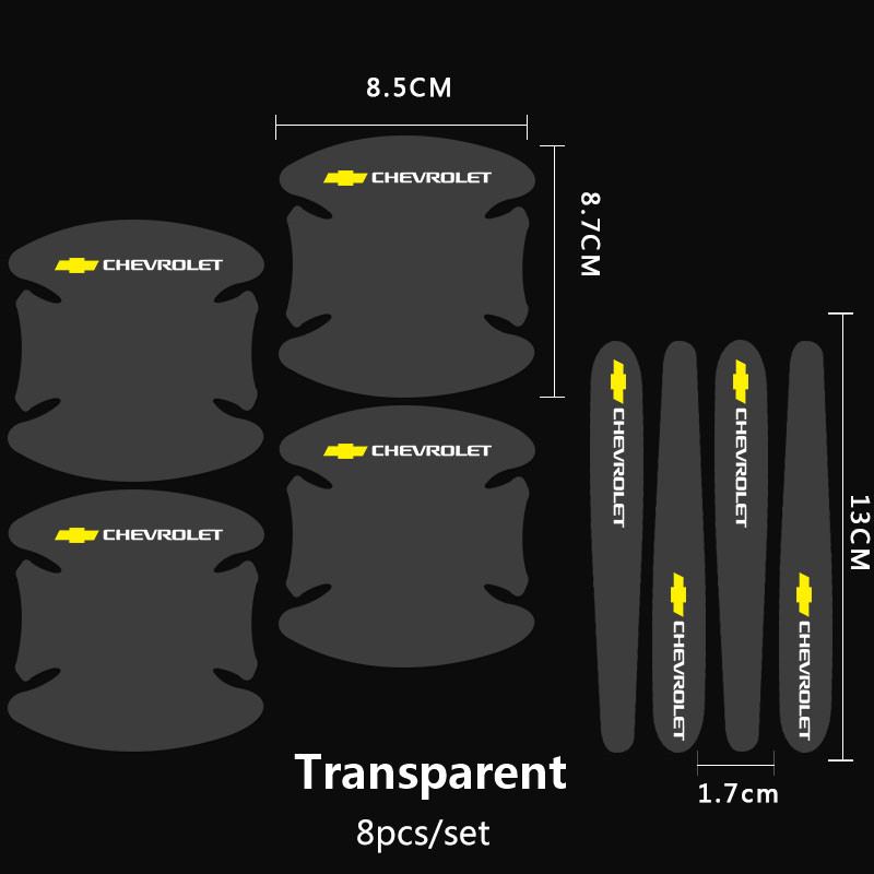 8Pcs Chevrolet Logo Serat Karbon Menangani Perlindungan Film For Chevrolet Spin Omotif Captiva Lova Aveo Trooper Luv