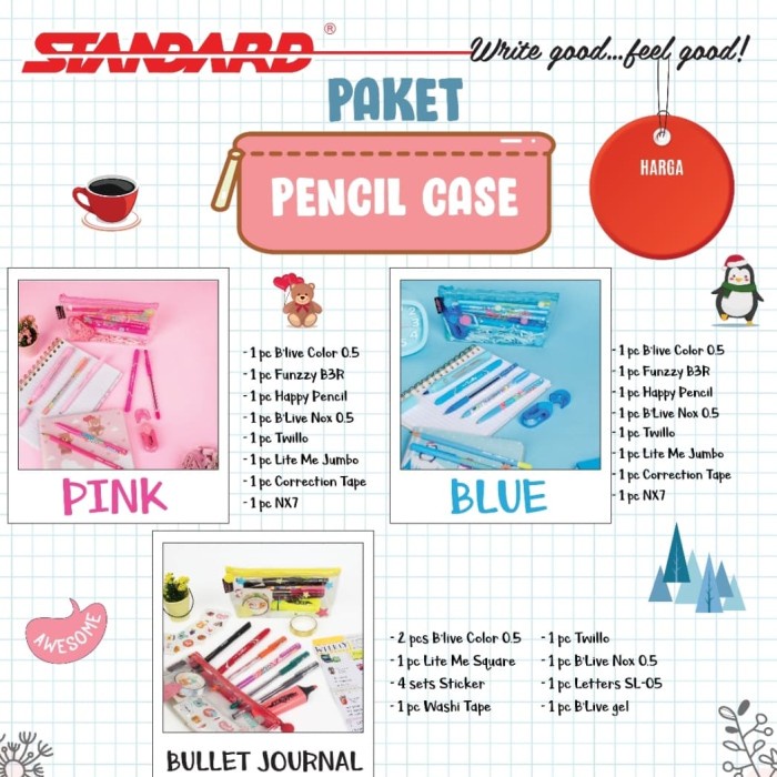 

Mudah Standard Pen Paket Tempat Pensil Bullet Journal Series Pencil Case Hot Sale
