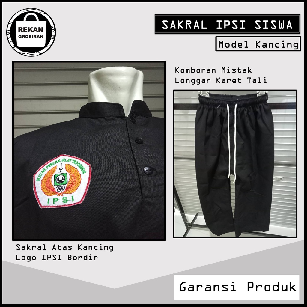 Sakral IPSI Logo Putih -  Baju Sakral IPSI Kancing - Seragam Silat IPSI - Sakral Siswa IPSI - Baju S