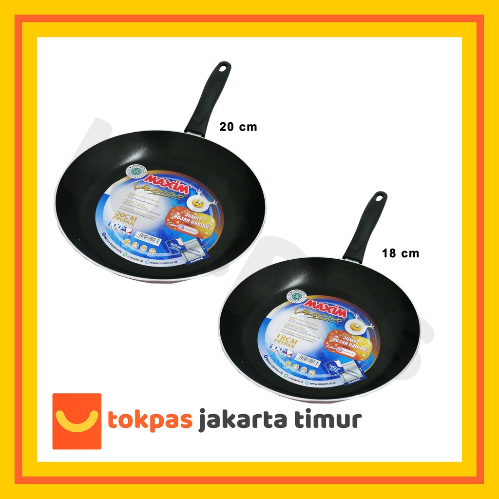 Teflon Maxim Valentino Ukuran 18 20 cm Wajan Penggorengan Anti Lengket