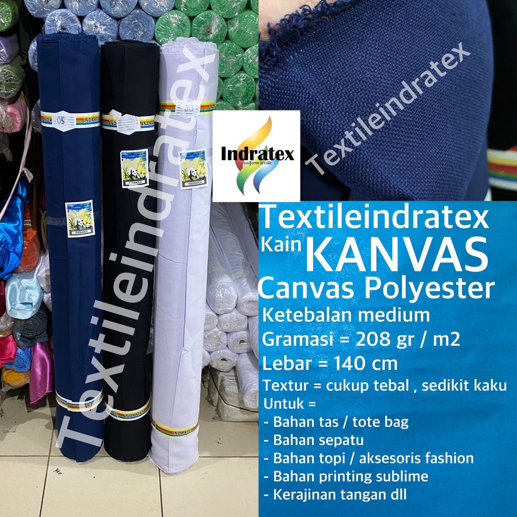 ( per setengah meter ) kain kanvas canvas lebar 140 cm ketebalan medium bahan tas tote bag alas sepatu kerajinan tangan dekorasi printing sublime sublim