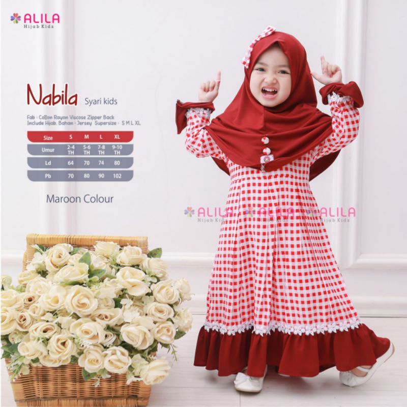 NABILA SYARI KIDS ORI ALILA HIJAB Gamis anak bahan katun