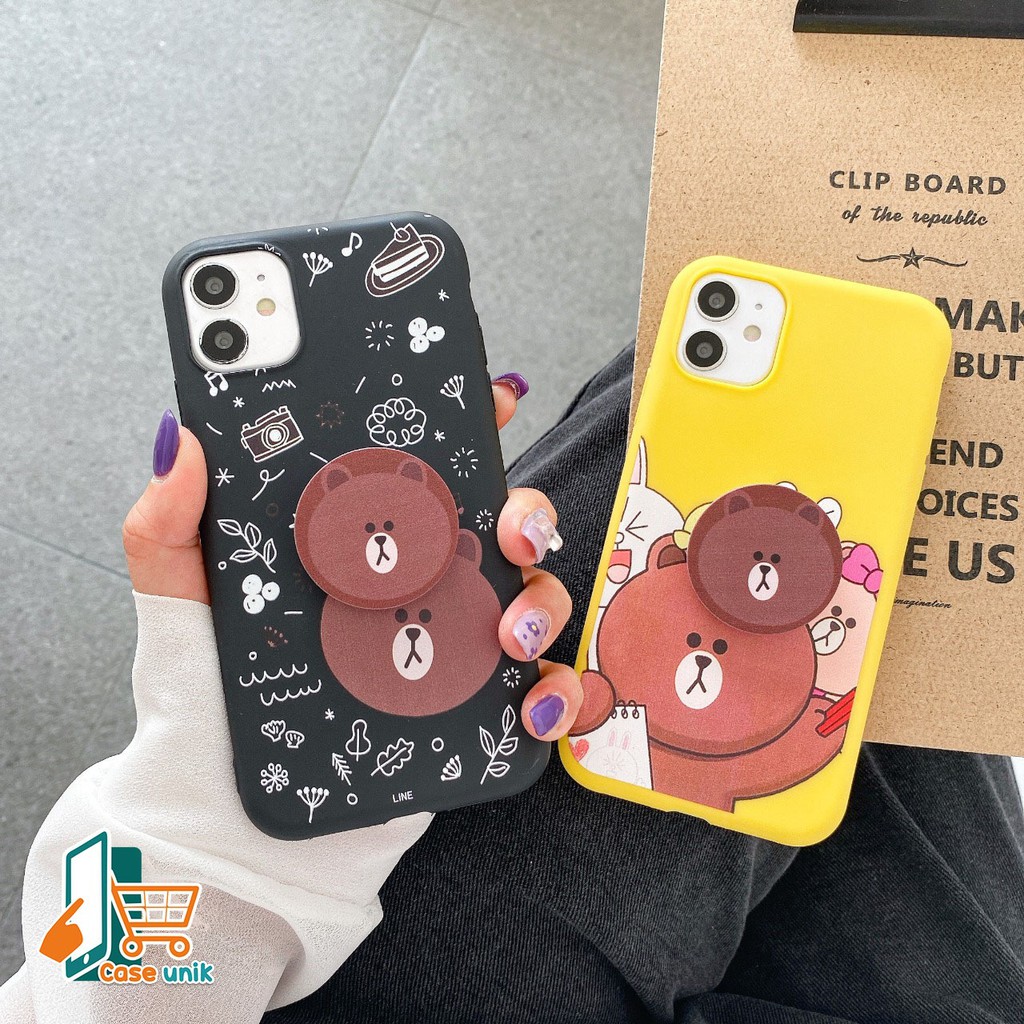 SS261 Softcase Popsocket BEAR Xiaomi Redmi Note 4 5a Prime 5 6 7 8 9 9s Pro CS2399