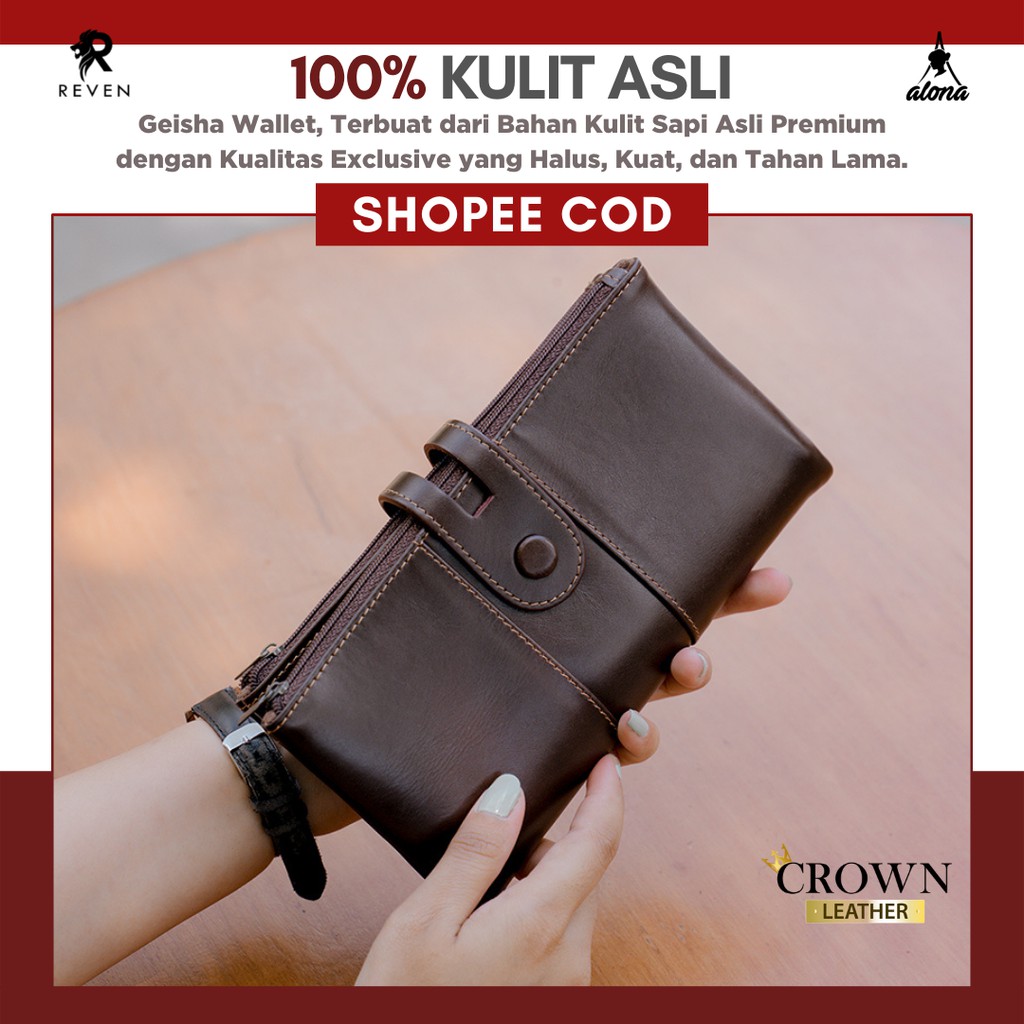 Dompet Panjang Kulit Wanita Alona Geisha Wallet Branded Original Kulit Sapi Asli Premium by Crown Leather Crownleather Store