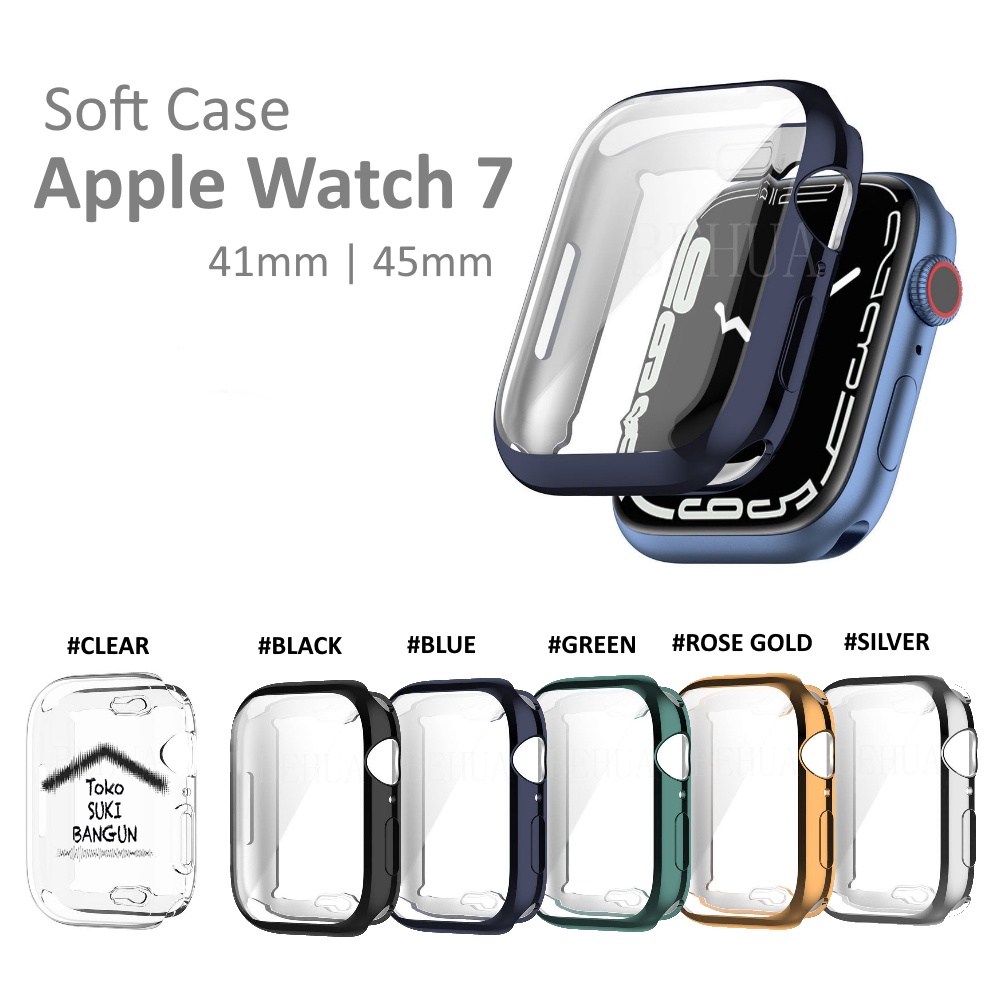 Apple Watch 7 Case 41mm 45mm Electroplated FULL COVER Gen 7 8 9 Rubber Silicone