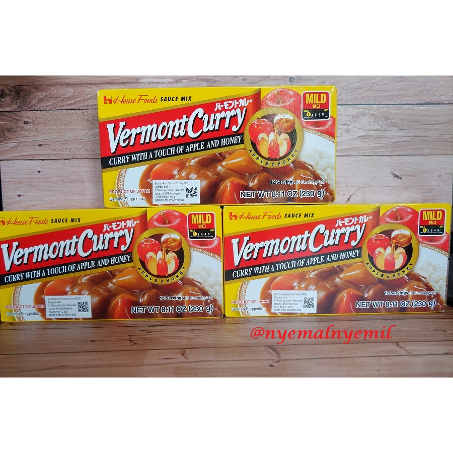 

House Vermont Curry 230gr Mild-Hot-Medium Hot Bumbu Kari Jepang