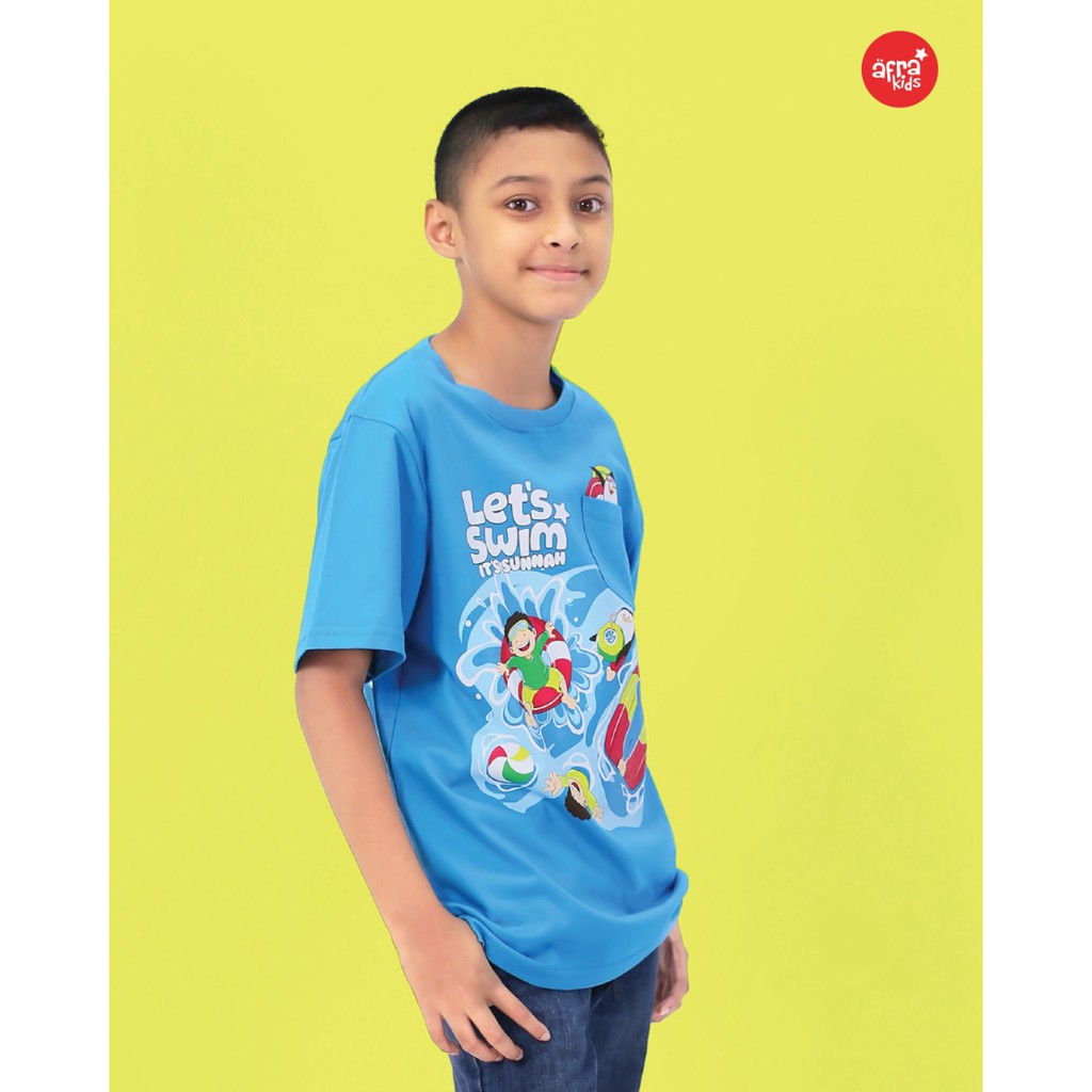 Kaos Pocket Anak Muslim Afrakids AFRA - AF290 Let's Swim It's Sunnah