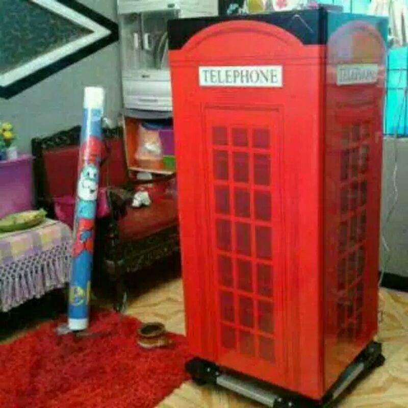 variasi sticker kulkas 1 pintu motif telepon full body