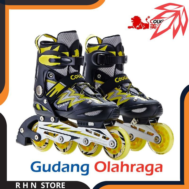 R106 Sepatu Roda COUGAR Inline Skate MZS835L Balck Yellow