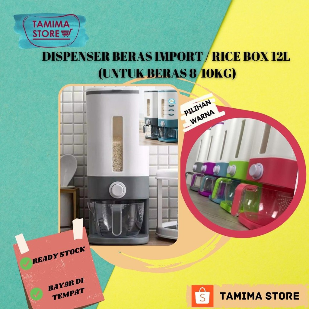 [COD SURABAYA] READY--Rice Box Dispenser 12L Tempat Beras Kotak - Plus Tempat Cuci Beras