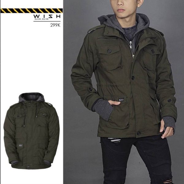 Dijual WISH PARKA JACKET GREEN ARMY  WISH  PARKA ORIGINAL  JAKET BANDUNG - M Limited