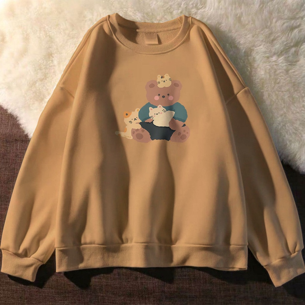 CATTIES AND BOR SIZE M - XXL SWEATER WANITA CREWNECK CEWEK OVERSIZE - CREWNECK LUCE KEKINIAN PREMIUM