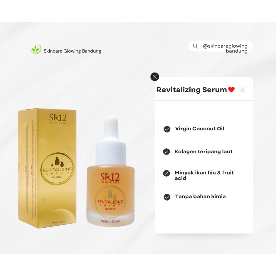 SR12 Revitalizing Serum Colagen Atas Bopeng Bekas Jerawat Lingkar Hitam Mata Panda Melembabkan dan Mencerahkan Kulit Wajah