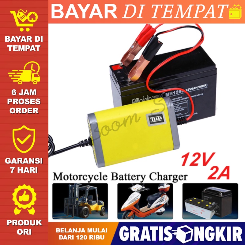 Cas Aki 12 Volt Otomatis Charger Aki Kering Motor Mobil Taffware Charger Aki Motor Lead Acid 12V 2A