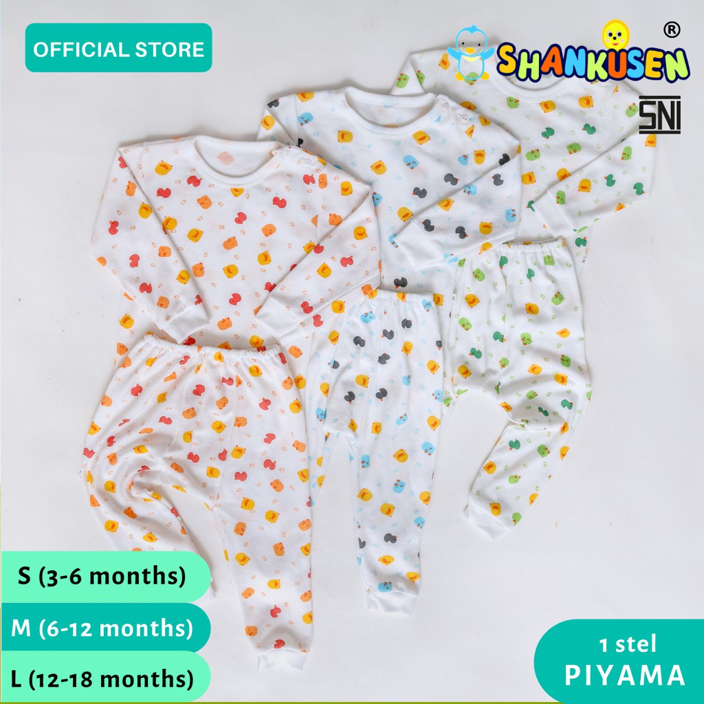 Shankusen Piyama Bayi Piyo Bebek / Piyama Anak Katun Halus / Piyama Kancing Pundak