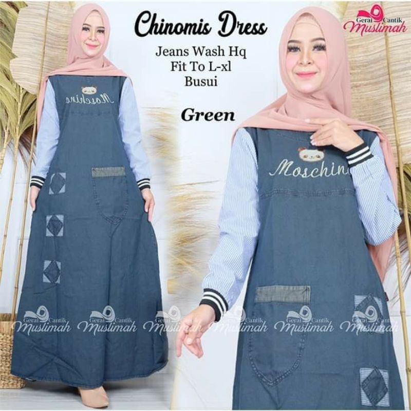 Gamis Jeans Wanita Jumbo Muslim Fashion Terbaru
