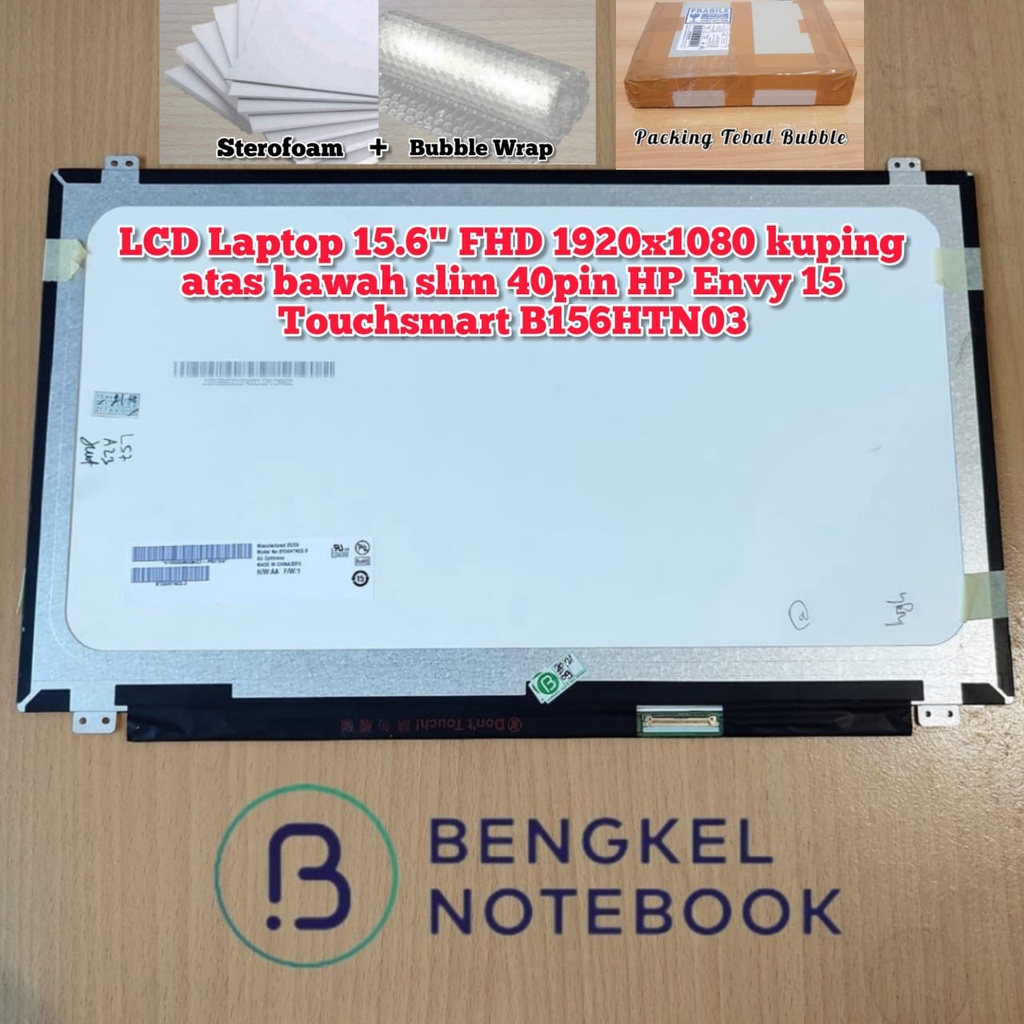 LCD 15.6&quot; LED Slim B156HTN03 kuping atas bawah 40 pin res : 1920*1080 + packing kayu