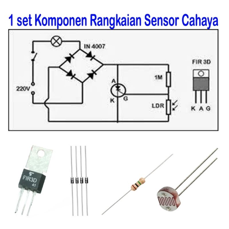 LDR Sensor lampu AC 1set komponen