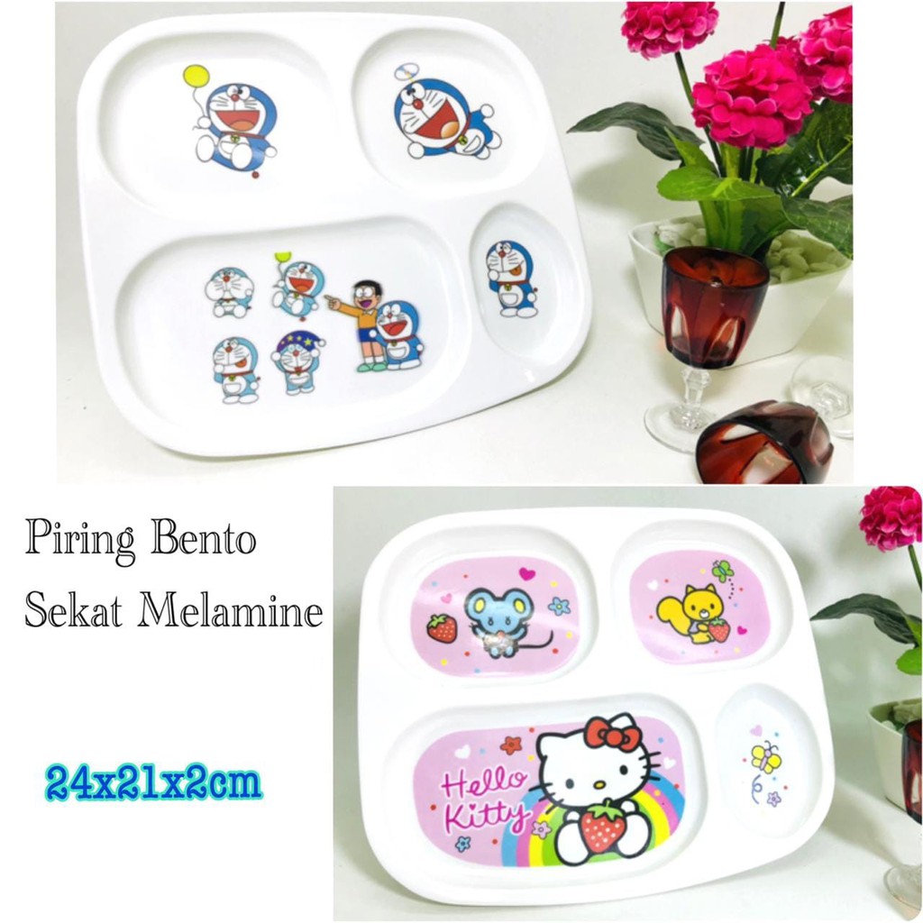 05112 Piring melamin sekat doraemon piring sekat hellokitty