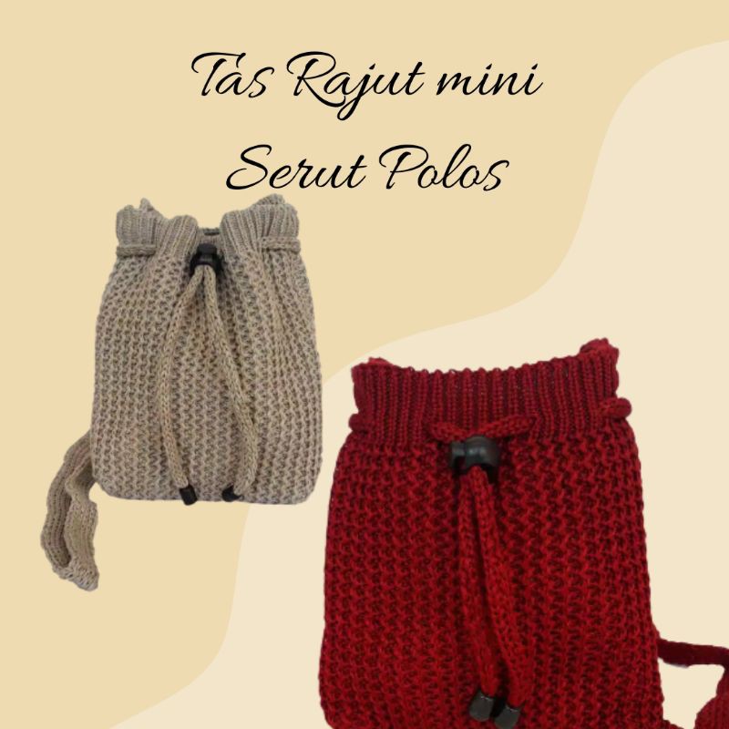 BY ELGHEERA TAS RAJUT SERUT MINI POLOS / SELEMPANG MINI / Tas Mini By Elgheera