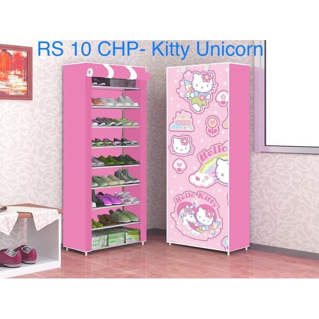 Led Rak Sepatu Shoe Rack 10susun 2kg Rs10chp With Cover Kitty Unicorn Shopee Indonesia