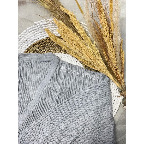 CARDIGAN RAJUT MALONE Wanita Knit Kardigan-MALONE SILVER