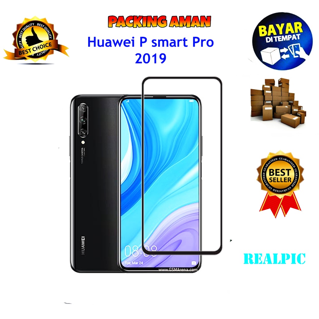 Tempered Glass Huawei P Smart Pro 2019 Full Cover / Full Screen Protector Anti Gores