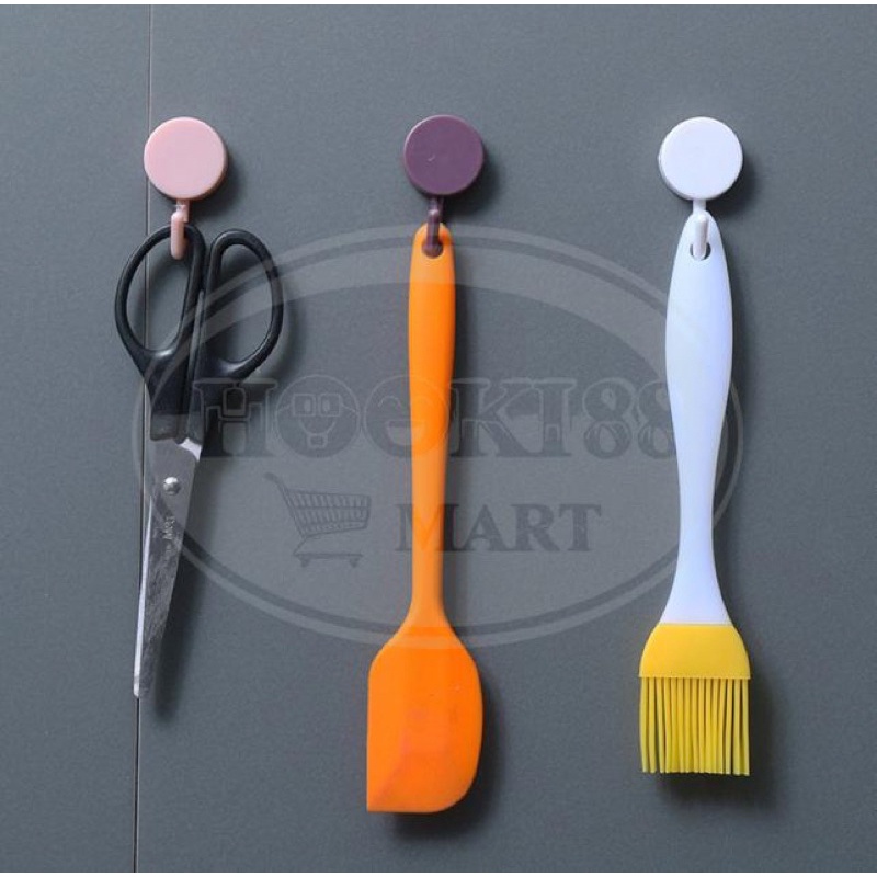 [10PCS] Gantungan Hook Baju Macaron Bulat Polos Tempel Dinding / Wall Hook Multifungsi Super Kuat