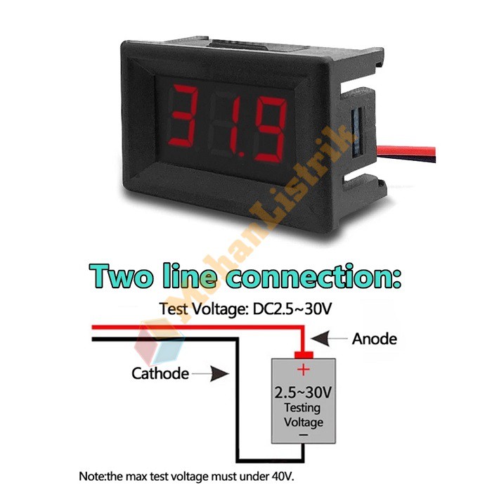 Voltmeter Digital DC 4.5V - 30V Frame 0.36 inch Mini