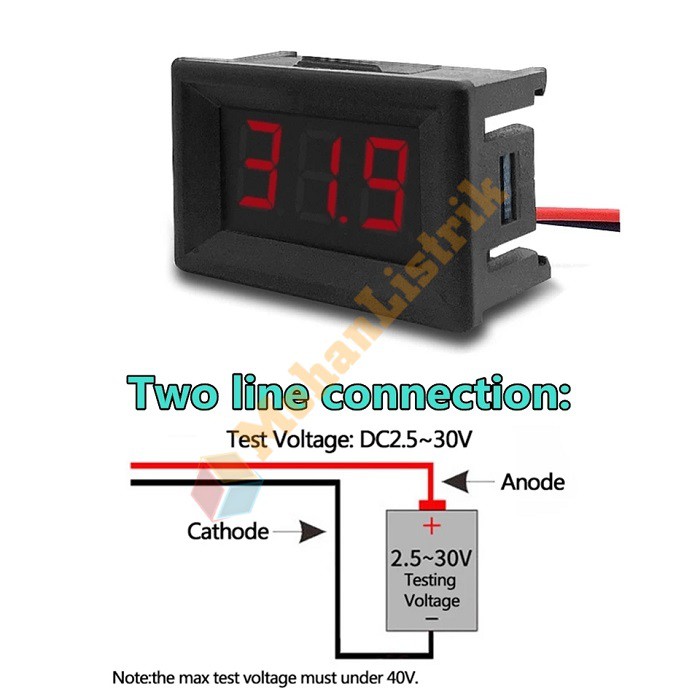 Voltmeter Digital DC 4.5V - 30V Frame 0.36 inch Mini