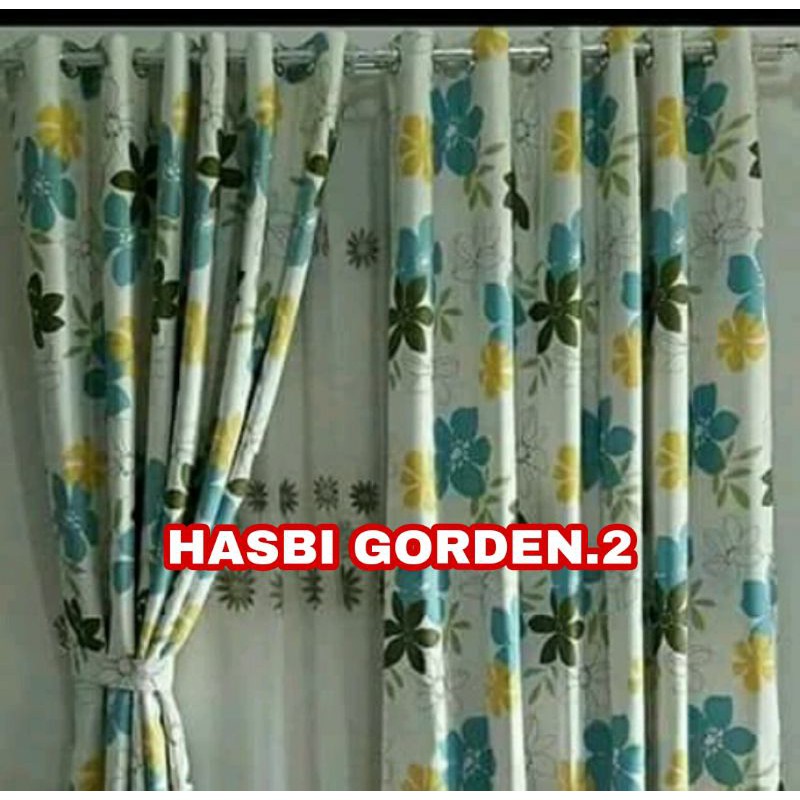 Gorden blackout motif bunga biru hordeng jendela gordeng pintu