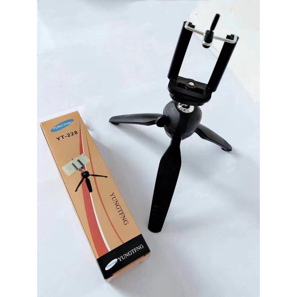 Mini Tripod Mount YT-228 + Phone Holder Clip Desktop Self-Tripod Digital For Camera And Hp