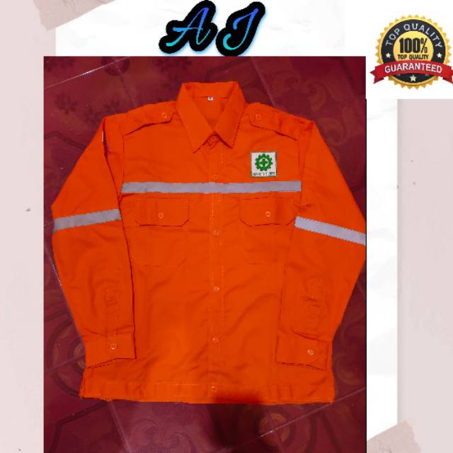 BAJU SAFETY/PROYEK/KERJA LENGAN PANJANG SUDAH TERMASUK BED K3 DAN BENDERA ( AMRY JAYA SURABAYA )