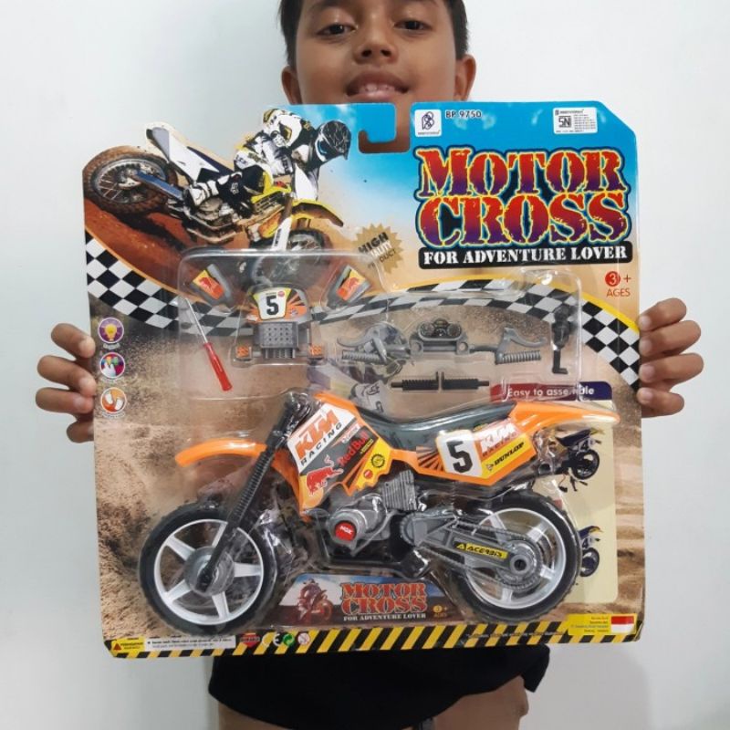 Mainan Moto Cross Rakit Besar - Miniatur Motor Trail Anak Laki Cowok