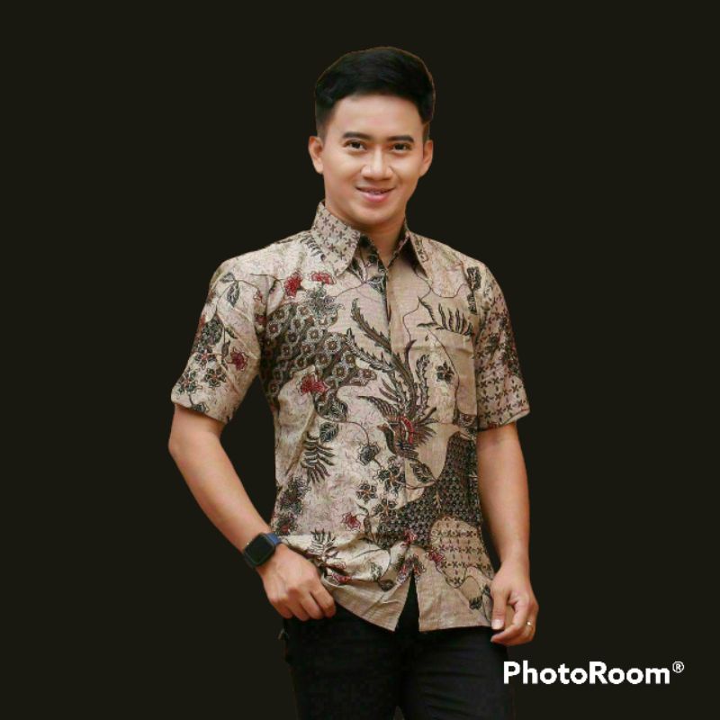 Kemeja batik pria lengan pendek motif sekar jagad