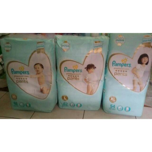 Pampers premium care. Pants. M68. L62. XL54. Tosca & Gold