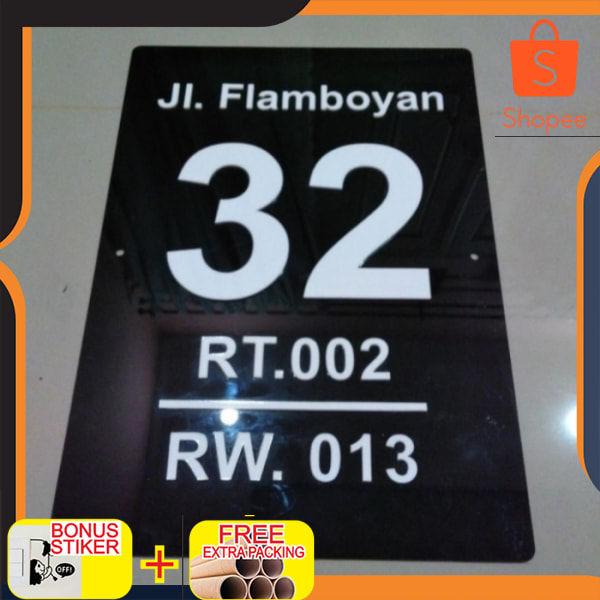 

nomor rumah acrylik Stiker Cuting & Timbul 20x30 - dasar putih Stiker Cuting Keren