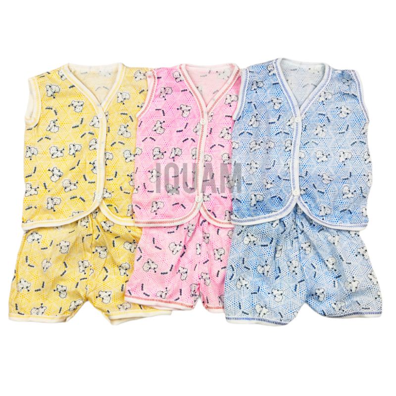 SETELAN SATU SET PIYAMA BAJU LENGAN BUNTUNG CELANA PENDEK BAYI BABY BARU LAHIR CEWEK COWOK NEWBORN