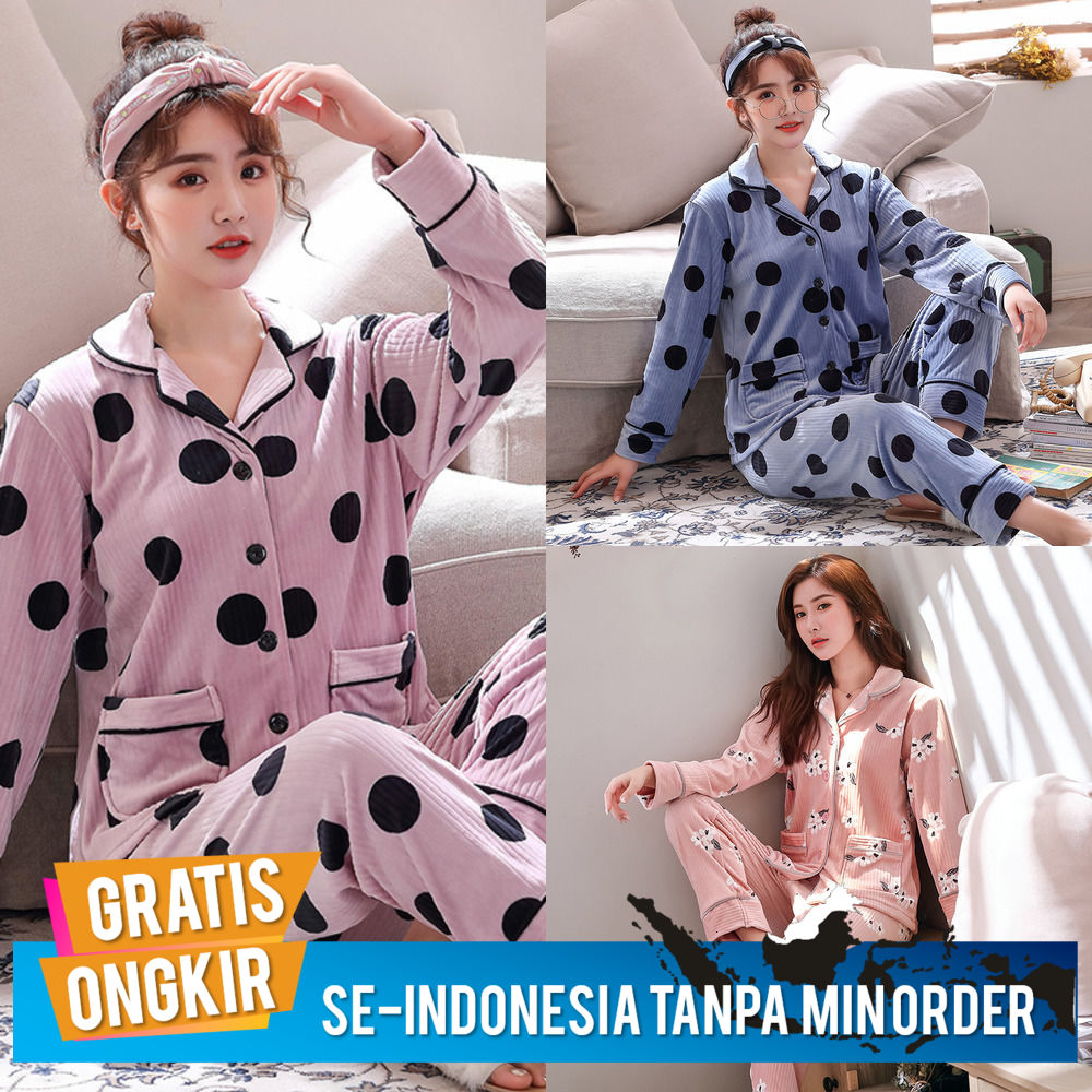 Baju Tidur Wanita Terbaru 2020 Double Faced Island Beludru Wanita Korea Piyama Leisure
