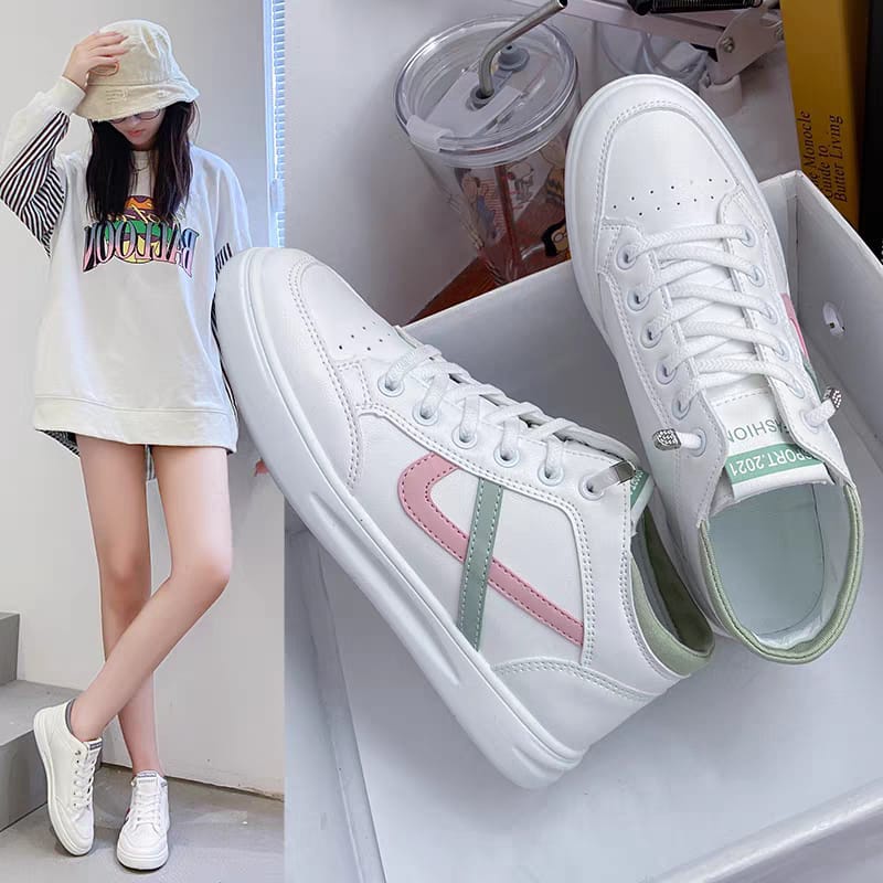 COD Sneakersdaily 6809 Sepatu Sneakers Wanita Casual Shoes White