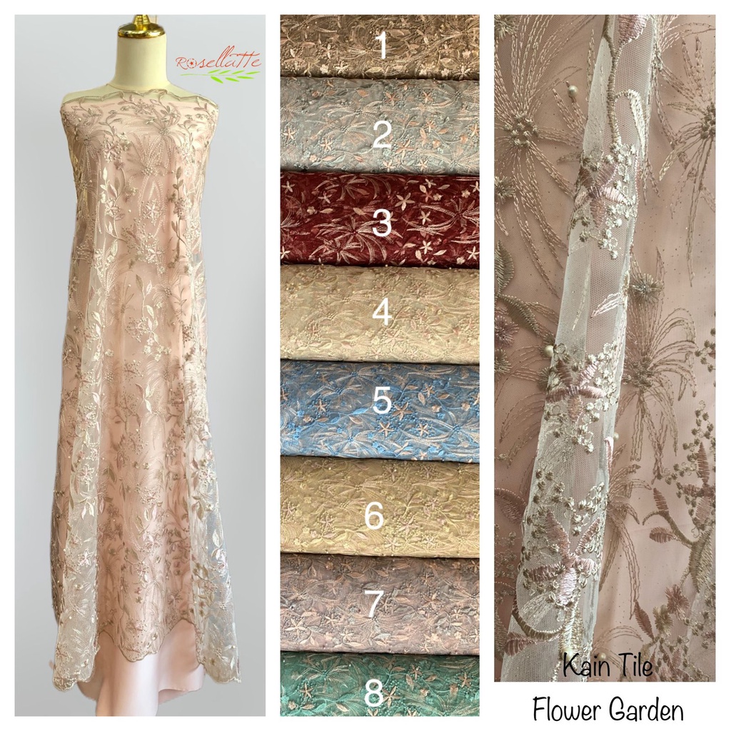 Kain Brokat Tile Flower Garden