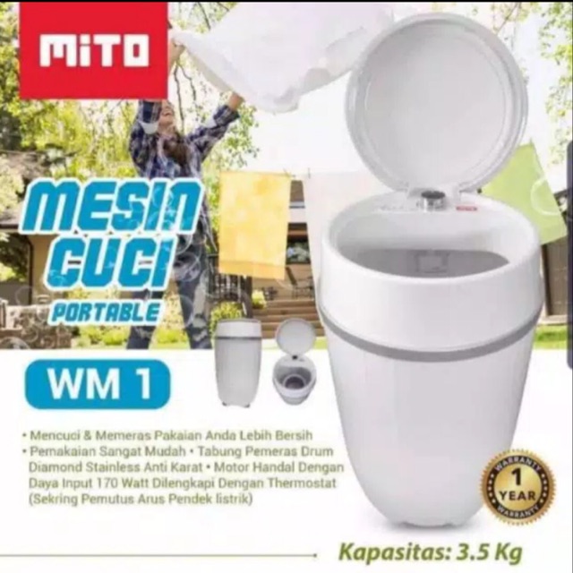 MITO MESIN CUCI PORTABLE WM 1 mini wm1 pengering