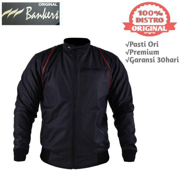 Jacket Kulit pria /Jaket motor Anti angin-Windproof Distro Original Bankers Bandung