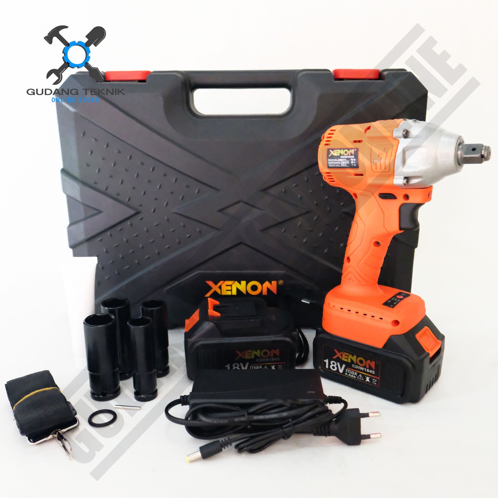 XENON CDIW1845 Cordless Impact Wrench 18V Baterai Batere Charge Alat Pembuka Baut