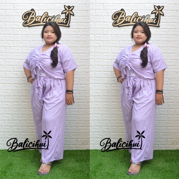 Balicihui Setelan Ikat Jumbo Set Wanita Set Plus Size Setelan Big Size Two-Piece Set (PLUS KEMBEN)