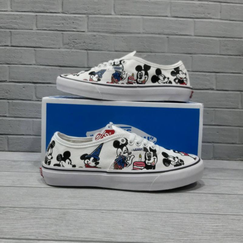 Vans Autentic Mickey Mouse Putih Sepatu Anak Laki Laki Dan Perempuan Sepatu Anak umur 3 Tahun